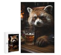 Rompecabezas para Adultos 1000 PCS Red Racoon Drinking Beer Rompecabezas para Adultos Juegos Relajantes Mejora La Memoria Difícil Y Desafiante 1000 PCS