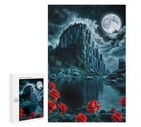 Rompecabezas para Adultos 1000 PCS Red Rose in Cliff Night Rompecabezas para Adultos Juegos Familiares Corte De Precisión Cumpleaños Y Navidad 1000 PCS