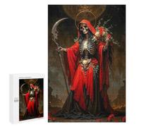 Rompecabezas para Adultos 1000 PCS Red Santa Muerte with Roses Rompecabezas para Adultos Juegos Relajantes Difícil Regalos para Amigos Y Familiares 1000 PCS