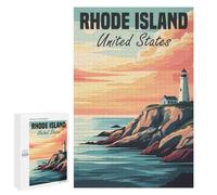 Rompecabezas para Adultos 1000 PCS Rhode Island Lighthouse Sunset Rompecabezas para Adultos Juegos Divertidos Decoración Desafiante De Completar 1000 PCS