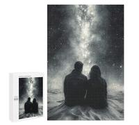 Rompecabezas para Adultos 1000 PCS Romantic Stargazing Under The Milky Way - Charcoal Art Rompecabezas para Adultos Juego De Ingenio Desafío Difícil 1000 PCS