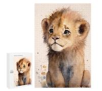 Rompecabezas para Adultos 1000 PCS Rompecabezas Adorable Lion Cub Watercolor Art Rompecabezas para Adultos Juguete Decoración De Pared Aliviador del Estrés Difícil Y Desafiante 1000 PCS