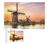 Rompecabezas para Adultos 1000 PCS Rompecabezas Amsterdam Zaanse Schans Rompecabezas para Adultos Juego Familiar Regalos para Mujeres para Cumpleaños, Navidad 1000 PCS
