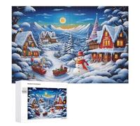 Rompecabezas para Adultos 1000 PCS Rompecabezas Christmas Village Snowy Night Rompecabezas para Adultos Juego De Ingenio Análisis Y Lógica Regalos De Cumpleaños Y Únicos 1000 PCS