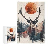 Rompecabezas para Adultos 1000 PCS Rompecabezas Deer Forest Sun Watercolor Rompecabezas para Adultos Juego De Ingenio Análisis Y Lógica Interacción Entre Padres E Hijos 1000 PCS