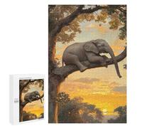 Rompecabezas para Adultos 1000 PCS Rompecabezas Elephant in Tree at Sunset Rompecabezas para Adultos Juguete Decoración De Pared Aliviador del Estrés Difícil Y Desafiante 1000 PCS