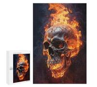 Rompecabezas para Adultos 1000 PCS Rompecabezas Fiery Flames Smoke Skull Rompecabezas para Adultos Juguete Decoración De Pared Aliviador del Estrés Difícil Y Desafiante 1000 PCS
