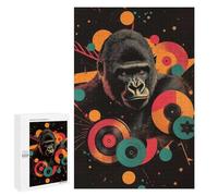Rompecabezas para Adultos 1000 PCS Rompecabezas Gorilla with Records Digital Art Gorilla Urban Jungle Rompecabezas para Adultos Juguete Decoración De Pared Aliviador del Estrés Difícil Y Desafiante 1