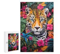 Rompecabezas para Adultos 1000 PCS Rompecabezas Jaguar in Jungle Bloom Rompecabezas para Adultos Juguete Decoración De Pared Aliviador del Estrés Difícil Y Desafiante 1000 PCS