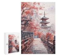 Rompecabezas para Adultos 1000 PCS Rompecabezas Japanese Sakura Temple Rompecabezas para Adultos Juguete Decoración De Pared Aliviador del Estrés Difícil Y Desafiante 1000 PCS