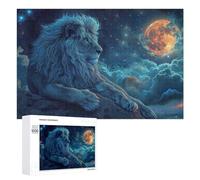 Rompecabezas para Adultos 1000 PCS Rompecabezas Lion Moon Night Sky Rompecabezas para Adultos Juego De Ingenio Análisis Y Lógica Regalos De Cumpleaños Y Únicos 1000 PCS