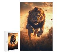Rompecabezas para Adultos 1000 PCS Rompecabezas Lion Running at Sunset Rompecabezas para Adultos Juguete Decoración De Pared Aliviador del Estrés Difícil Y Desafiante 1000 PCS