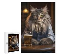Rompecabezas para Adultos 1000 PCS Rompecabezas Maine Coon Cat in The Pub Rompecabezas para Adultos Juguete Decoración De Pared Aliviador del Estrés Difícil Y Desafiante 1000 PCS