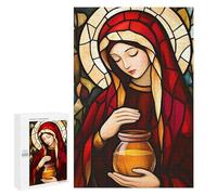 Rompecabezas para Adultos 1000 PCS Rompecabezas Mary Magdalene Stained Glass Rompecabezas para Adultos Juguete Decoración De Pared Aliviador del Estrés Difícil Y Desafiante 1000 PCS