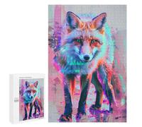 Rompecabezas para Adultos 1000 PCS Rompecabezas Neon Glitch Fox Rompecabezas para Adultos Juguete Decoración De Pared Aliviador del Estrés Difícil Y Desafiante 1000 PCS