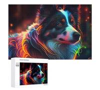 Rompecabezas para Adultos 1000 PCS Rompecabezas Neon Vibrant Dog Portrait Rompecabezas para Adultos Juego De Ingenio Análisis Y Lógica Regalos De Cumpleaños Y Únicos 1000 PCS