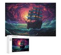 Rompecabezas para Adultos 1000 PCS Rompecabezas Pirate Ship Sunset Ocean Waves Juego De Ingenio con Rompecabezas, Divertido Y Humorístico, 1000 PCS
