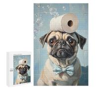 Rompecabezas para Adultos 1000 PCS Rompecabezas Pug with Toilet Paper Roll on Head-8 Rompecabezas para Adultos Actividades Familiares Difíciles Y Desafiantes 1000 PCS