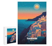 Rompecabezas para Adultos 1000 PCS Rompecabezas Santorini Sunset Rompecabezas para Adultos Juguete Decoración De Pared Aliviador del Estrés Difícil Y Desafiante 1000 PCS