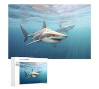 Rompecabezas para Adultos 1000 PCS Rompecabezas Sharks Swimming in Blue Ocean Rompecabezas para Adultos Juego De Ingenio Análisis Y Lógica Regalos De Cumpleaños Y Únicos 1000 PCS