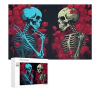 Rompecabezas para Adultos 1000 PCS Rompecabezas Skulls in Love A Romantic Skeleton Artwork Rompecabezas para Adultos Juego De Ingenio Análisis Y Lógica Regalos De Cumpleaños Y Únicos 1000 PCS
