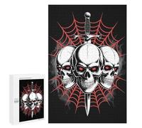 Rompecabezas para Adultos 1000 PCS Rompecabezas Skulls, Sword, and Spiderweb Illustration Rompecabezas para Adultos Juguete Decoración De Pared Aliviador del Estrés Difícil Y Desafiante 1000 PCS