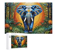 Rompecabezas para Adultos 1000 PCS Rompecabezas Stained Glass Elephant in Jungle Rompecabezas para Adultos Juego De Ingenio Análisis Y Lógica Regalos De Cumpleaños Y Únicos 1000 PCS