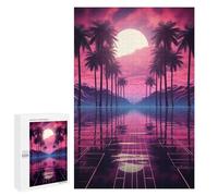 Rompecabezas para Adultos 1000 PCS Rompecabezas Synthwave Sunset Serenade Rompecabezas para Adultos Juguete Decoración De Pared Aliviador del Estrés Difícil Y Desafiante 1000 PCS
