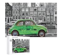Rompecabezas para Adultos 1000 PCS Rompecabezas Vintage Green Car in Amsterdam Rompecabezas para Adultos Juego De Ingenio Análisis Y Lógica Regalos De Cumpleaños Y Únicos 1000 PCS