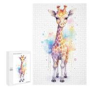 Rompecabezas para Adultos 1000 PCS Rompecabezas Watercolor Baby Giraffe Rompecabezas para Adultos Juguete Decoración De Pared Aliviador del Estrés Difícil Y Desafiante 1000 PCS