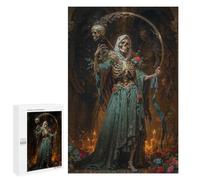 Rompecabezas para Adultos 1000 PCS Santa Muerte with Flowers Rompecabezas para Adultos Juegos Relajantes Mejora La Memoria Difícil Y Desafiante 1000 PCS