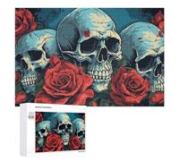 Rompecabezas para Adultos 1000 PCS Skulls and Roses A Gothic Artwork Rompecabezas para Adultos Juegos Divertidos Pero Regalos Divertidos Y Humorísticos para Amigos Y Familiares 1000 PCS