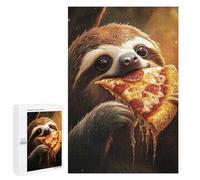 Rompecabezas para Adultos 1000 PCS Sloth Eating Pepperoni Salami Pizza Rompecabezas para Adultos Juego Práctico Mejora La Memoria Regalos para Amigos Y Familiares 1000 PCS