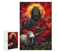 Rompecabezas para Adultos 1000 PCS Spiritual Figure with Lotus and Sheep Rompecabezas Juegos Relajantes Análisis Y Lógica Cumpleaños Y Navidad 1000 PCS