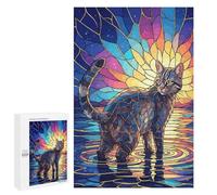 Rompecabezas para Adultos 1000 PCS Stained Glass Cat in Water Rompecabezas para Adultos Juegos Familiares Regalo De Cumpleaños Regalos De Cumpleaños 1000 PCS