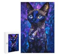 Rompecabezas para Adultos 1000 PCS Stained Glass Cat Rompecabezas para Adultos Juego Práctico Mejora La Memoria Regalos para Amigos Y Familiares 1000 PCS