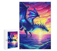 Rompecabezas para Adultos 1000 PCS Stained Glass Dragon Over Water Rompecabezas para Adultos Juegos Relajantes Mejora La Memoria Difícil Y Desafiante 1000 PCS