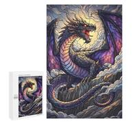 Rompecabezas para Adultos 1000 PCS Stained Glass Dragon Roaring on Mountain Rompecabezas para Adultos Juegos Relajantes Difícil Regalos para Amigos Y Familiares 1000 PCS