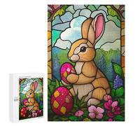 Rompecabezas para Adultos 1000 PCS Stained Glass Easter Bunny Rompecabezas para Adultos Juego Práctico Mejora La Memoria Regalos para Amigos Y Familiares 1000 PCS