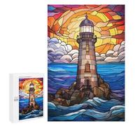 Rompecabezas para Adultos 1000 PCS Stained Glass Lighthouse Rompecabezas para Adultos Juegos Familiares Corte De Precisión Cumpleaños Y Navidad 1000 PCS