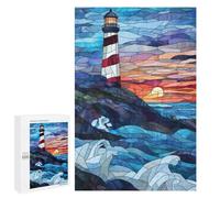 Rompecabezas para Adultos 1000 PCS Stained Glass Lighthouse Sunset Rompecabezas para Adolescentes Juego De Ingenio Análisis Y Lógica 1000 PCS