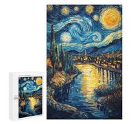 Rompecabezas para Adultos 1000 PCS Starry Night Village Rompecabezas para Adolescentes Juegos Familiares Difícil Difícil 1000 PCS
