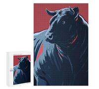 Rompecabezas para Adultos 1000 PCS Stylized Bull Illustration on Red Background Rompecabezas para Adultos Juego Práctico Mejora La Memoria Regalos para Amigos Y Familiares 1000 PCS