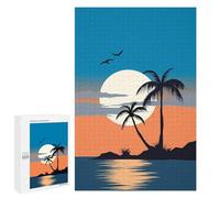 Rompecabezas para Adultos 1000 PCS Sunset Palm Reflections Rompecabezas para Adultos Juego De Ingenio Decoración Perfecta Cumpleaños Y Navidad 1000 PCS