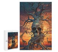 Rompecabezas para Adultos 1000 PCS Surreal Tree Roots Skull Rompecabezas para Adultos Juegos Relajantes Mejora La Memoria Cumpleaños Y Navidad 1000 PCS