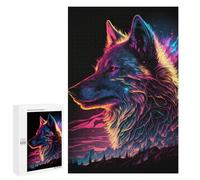 Rompecabezas para Adultos 1000 PCS Synthwave Wolf Rompecabezas para Adultos Juegos Relajantes Mejora La Memoria Cumpleaños Y Navidad 1000 PCS