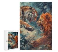 Rompecabezas para Adultos 1000 PCS Tiger Lion Abstract Art Rompecabezas para Adultos Juegos Relajantes Análisis Y Lógica Cumpleaños Y Navidad 1000 PCS