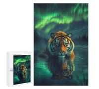 Rompecabezas para Adultos 1000 PCS Tiger Under Aurora Borealis Juego De Rompecabezas para Ejercitar La Mente Corte De Precisión Interacción Entre Padres E Hijos 1000 PCS