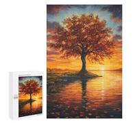 Rompecabezas para Adultos 1000 PCS Tree by Sunset at Autumn Rompecabezas para Adultos Juegos Familiares Corte De Precisión Cumpleaños Y Navidad 1000 PCS
