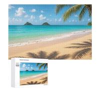 Rompecabezas para Adultos 1000 PCS Tropical Beach with Palm Tree Shadows Rompecabezas para Adultos Juguetes Antiestrés Análisis Y Lógica Regalo De Cumpleaños, Regalos, 1000 PCS